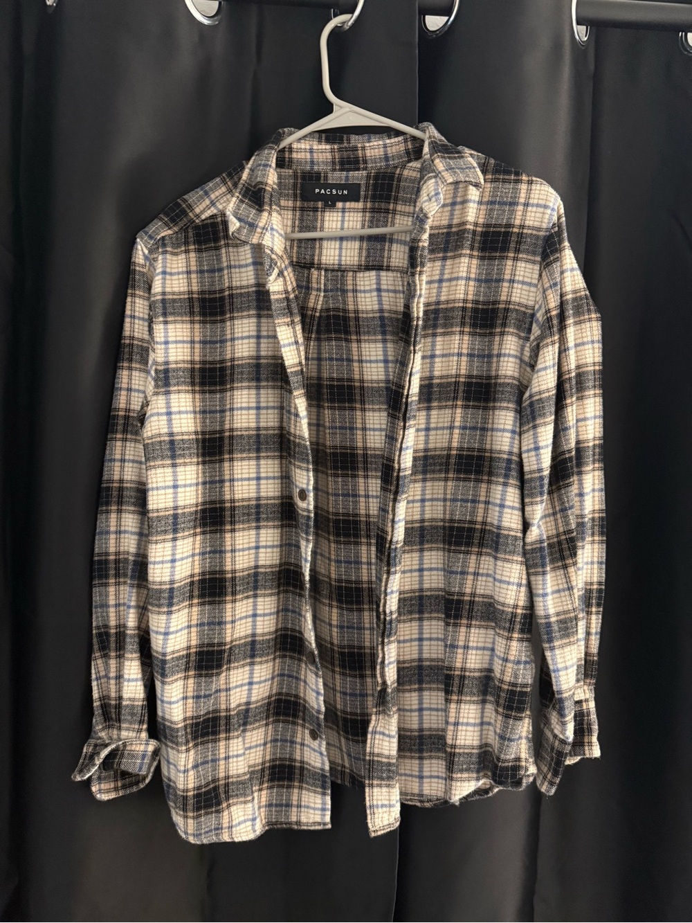 PacSun Black Cream and Blue Plaid Button-Down Shirt